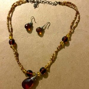 Brown necklace with earrings